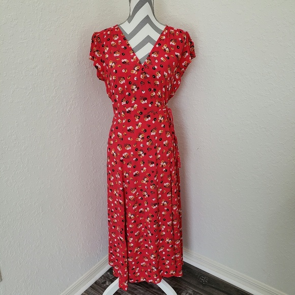 gap red wrap dress